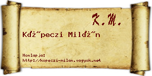 Köpeczi Milán névjegykártya