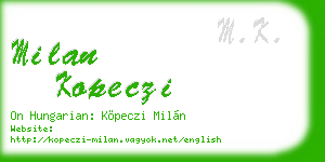 milan kopeczi business card