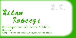 milan kopeczi business card